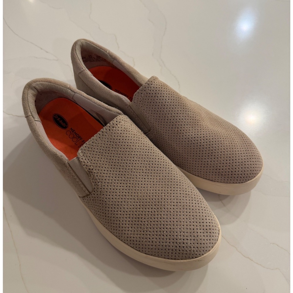 Dr Scholls Madison Womens 8.5 M Taupe Perforated Suede Slip On Sneakers